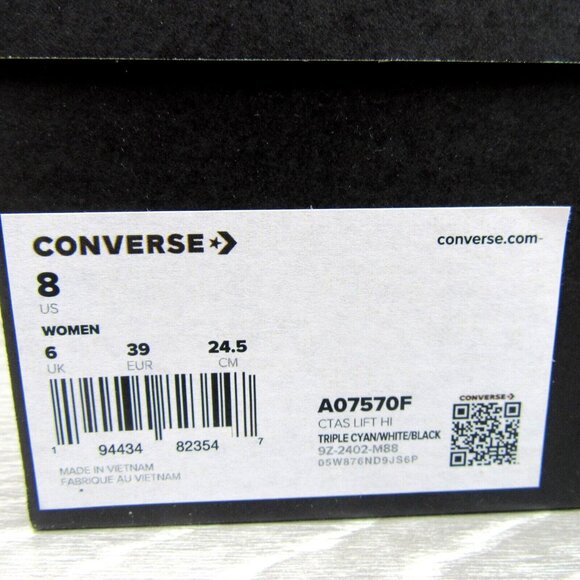 Chuck Taylor All Star Lift Platform Canvas Women's Size 8 Cyan White NEW - Picture 14 of 14